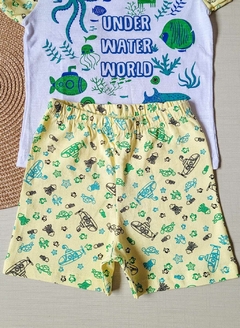 PIJAMA Menino verão Minifan - Under Water World - Branca|Amarela - comprar online