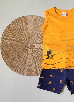 CONJUNTO Regata Menino Brandili - Shark - Laranja|Azul Marinho - comprar online