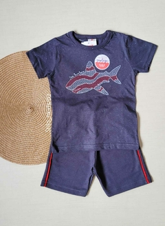 CONJUNTO Menino Brandili - Sea is my home - Tubarão Bordado