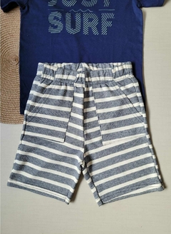 CONJUNTO Menino Brandili - Just Surf - Azul marinho|Listrado Cinza - Stilo N Kids