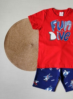 CONJUNTO Menino Brandili - Fun Dive - Vermelho|Azul marinho na internet