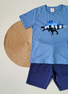 CONJUNTO Menino Brandili - Dino City - Azul|Azul marinho - comprar online