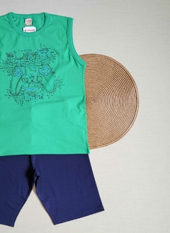 CONJUNTO Regata Menino Brandili - Controle - Verde|Azul Marinho - comprar online