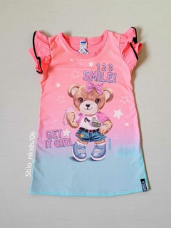 VESTIDO COTTON MAQUINETADO URSA Marlan - 1 2 3 Smile - Rosa Azul