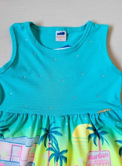 VESTIDO COTTON MAQUINETADO Marlan Risorte - Azul na internet