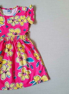 VESTIDO BOTTON MAQUINETADO BIG FLORAL MARLAN - Rosa Pink - comprar online