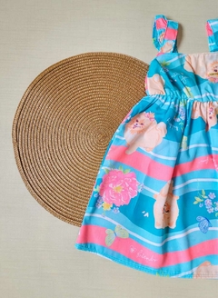 VESTIDO TECIDO PLANO Marlan - Lulu Happy with you - Azul|Azul Claro|Rosa - comprar online