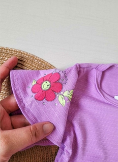 VESTIDO Marlan - Manga Anjinho com Aplicação de Flor - Liláz na internet