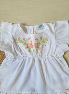 VESTIDO TRICOLINE LISO Marlan - Estampa em Aplicação - Branco na internet