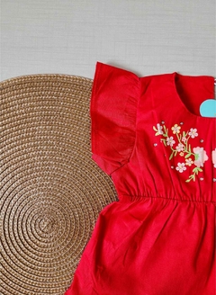 VESTIDO TRICOLINE LISO - Marlan - Estampa Aplicação - Vermelho - Stilo N Kids