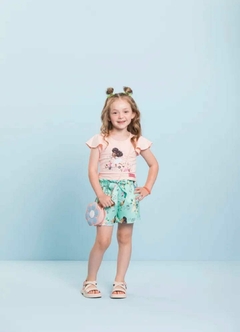 CONJUNTO Milli&Nina Verão - Menina no Patinete - Rosa|Verde Água - comprar online