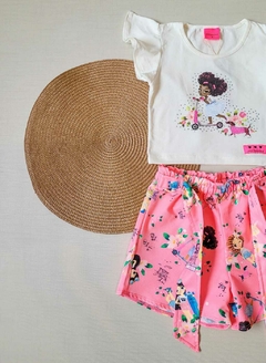 CONJUNTO Milli&Nina Verão - Menina no Patinete - Marfin|Rosa - comprar online