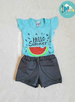 CONJUNTO Play Magia Verão - Hello Summer - Azul|Cinza