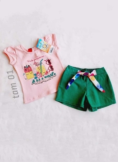 CONJUNTO Solinho Verão - Make your summer Amazing - Rosa|Verde