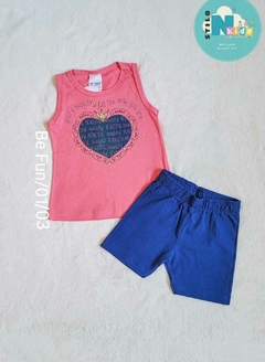 CONJUNTO Befun Verão - Regata You're Beautiful - Rosa|Azul - comprar online