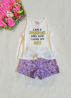 CONJUNTO Duduka Verão - I am a fashion girl - Amarelo|Liláz