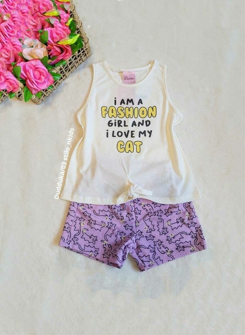 CONJUNTO Duduka Verão - I am a fashion girl - Amarelo|Liláz
