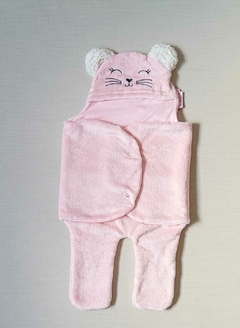 SAQUINHO MANTA PARA BEBÊS Tile e Sul Com Capuz Gatinha Rosa