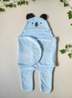 SAQUINHO MANTA PARA BEBÊS Tile e Sul Com Capuz Coala Azul