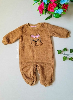 MACACÃO Peluciado Tile e Sul - Gatinha Velcro - Marrom