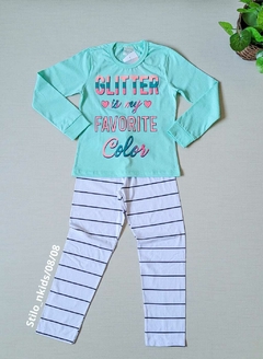 PIJAMA Menina Minifan - Glitter - Verde claro