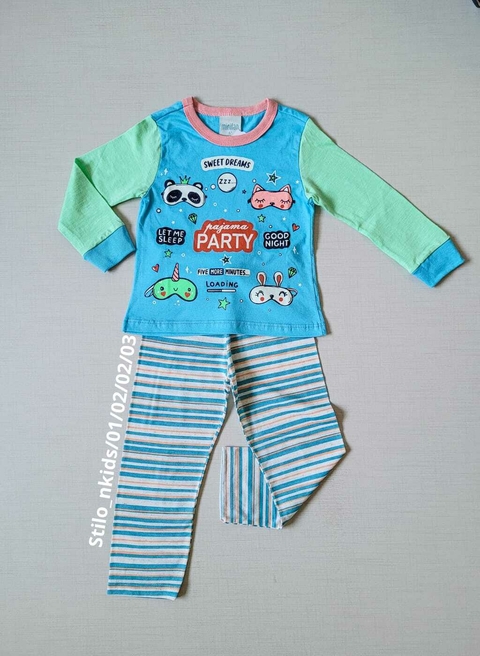 PIJAMA Menina Minifan - Pijama Party - Azul claro