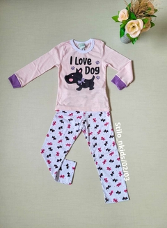 PIJAMA Menina Minifan - I love Dog - Rosa