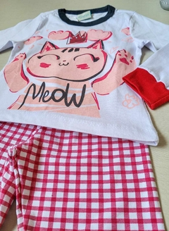 PIJAMA Menina Minifan - Meow - Branca na internet