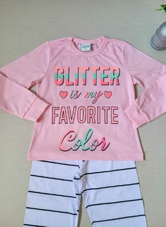 PIJAMA Menina Minifan Calça com listra - Glitter - Rosa - comprar online
