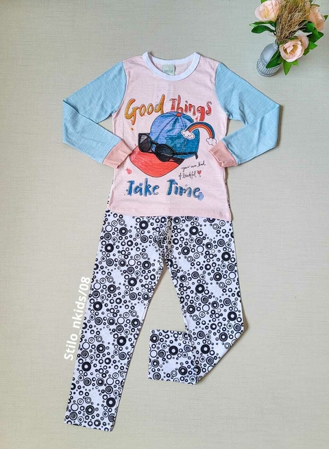 PIJAMA Menina Minifan Calça Bolhas- Good Things - Rosa
