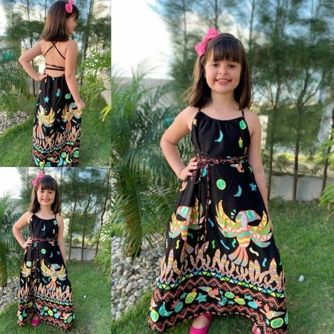 Vestido Infantil Juvenil Menina Verão Fazenda Longo - Tucano Geometrico
