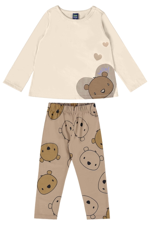 Conjunto blusa malha e calça em cotton