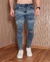 Calça Jeans Masculina Destroyed Rasgada Modelage Skinny - escura - comprar online