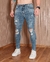 Calça Jeans Masculina Destroyed Rasgada Modelage Skinny - comprar online