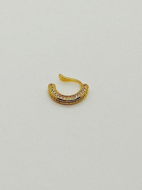 Brinco piercing unitário c/ microzircônias cravejadas