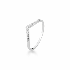 Anel de Prata Chevron Cravejado