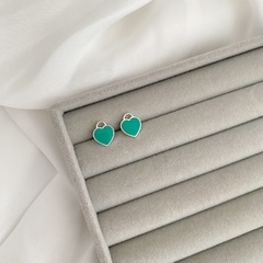 Brinco de Prata Coração Verde Tiffany