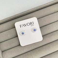 Brinco de Prata Olho Grego Cravejado - comprar online