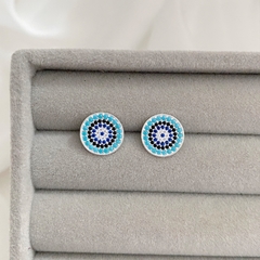 Brinco de Prata Olho Grego Azul Claro