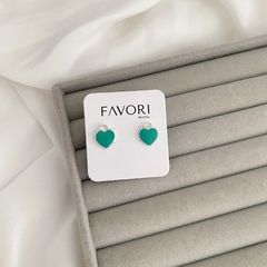 Brinco de Prata Coração Verde Tiffany - comprar online