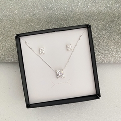 Conjunto de Prata Retângulo Zircônia na internet