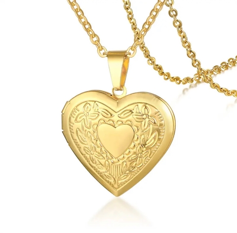 relicario para fotos coração luxo