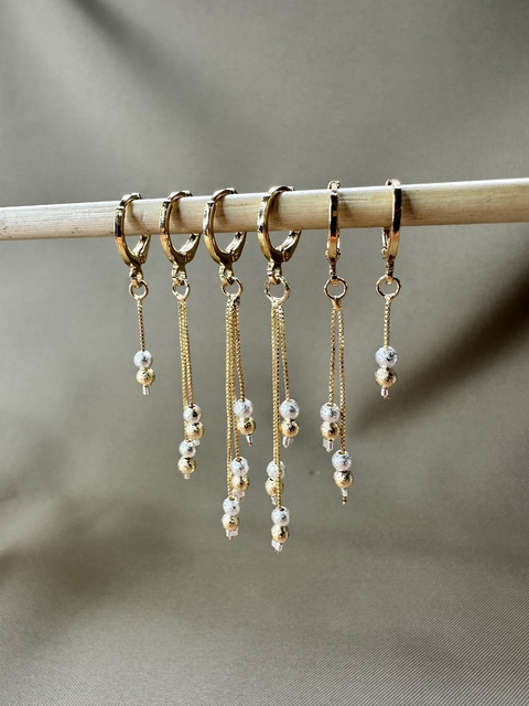 Trio Franjas com Esferas Mix de Banhos/Dourado