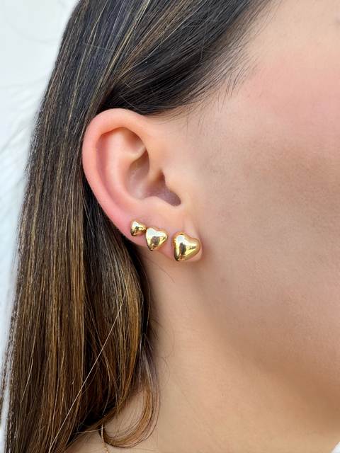 Trio Corações Liso Dourado