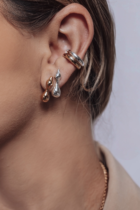 Brinco Orgânico Pequeno Dourado/Prata - comprar online