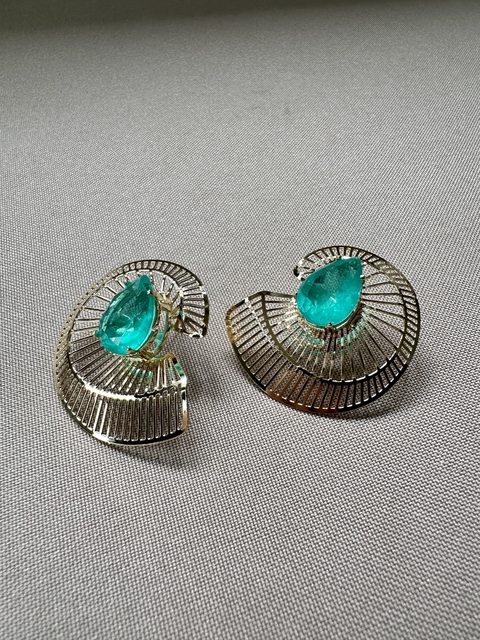 Brinco Telado Gota Verde Dourado