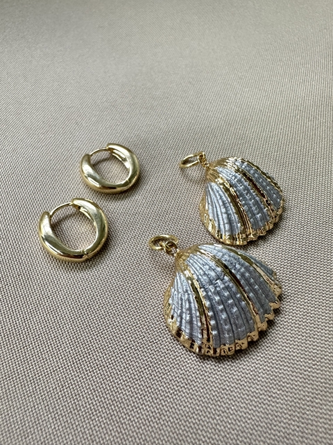Argola Concha Mix Banhos Dourado