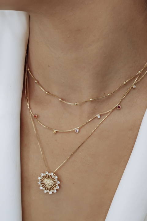 Colar Ponto de Luz Multicolor Dourado/Prata - comprar online