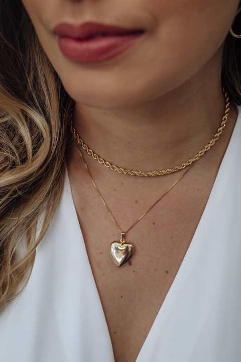 Relicário Coração G Liso Dourado - comprar online