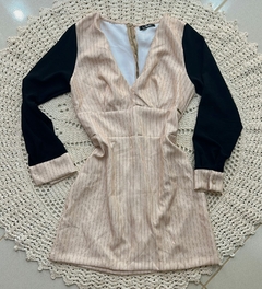 Vestido Curto social manga longa decote V na internet